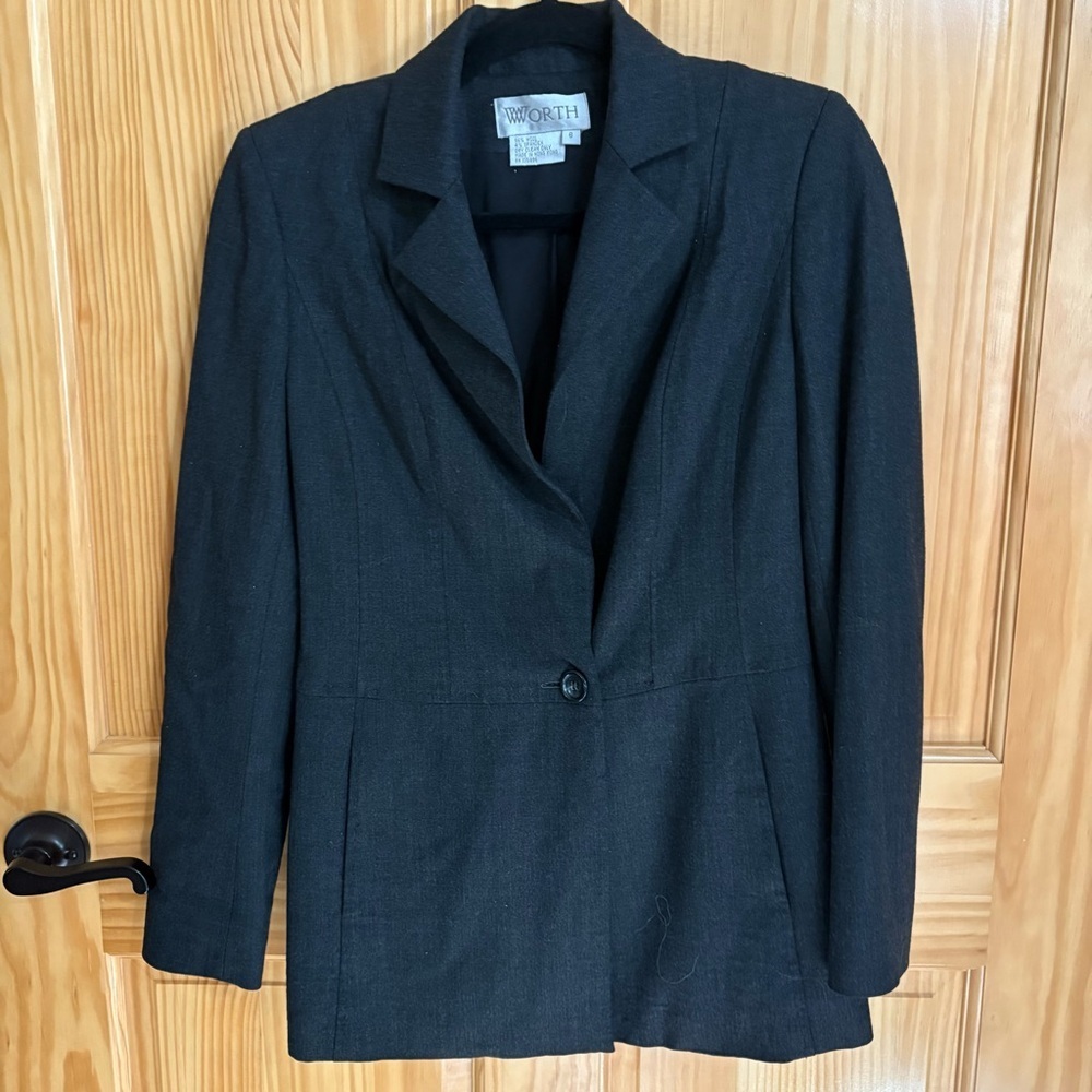 WORTH Single Button Gray Wool Jacket